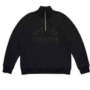 Harley Davidson NWT Men's Medium Sweater Staple 1/4-Zip Mock Neck Pullover Black